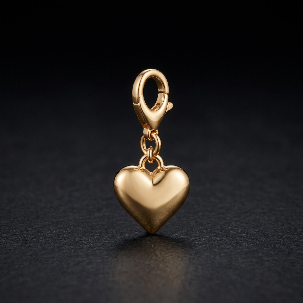 Golden Heart charm in warm light gold